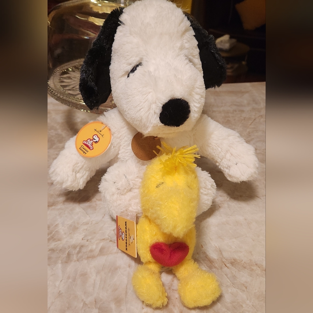 Hallmark Peanuts Snoopy and Woodstock Plush Dog Toys - White, Black, Yellow